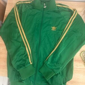 Adidas track jacket green and gold yellow